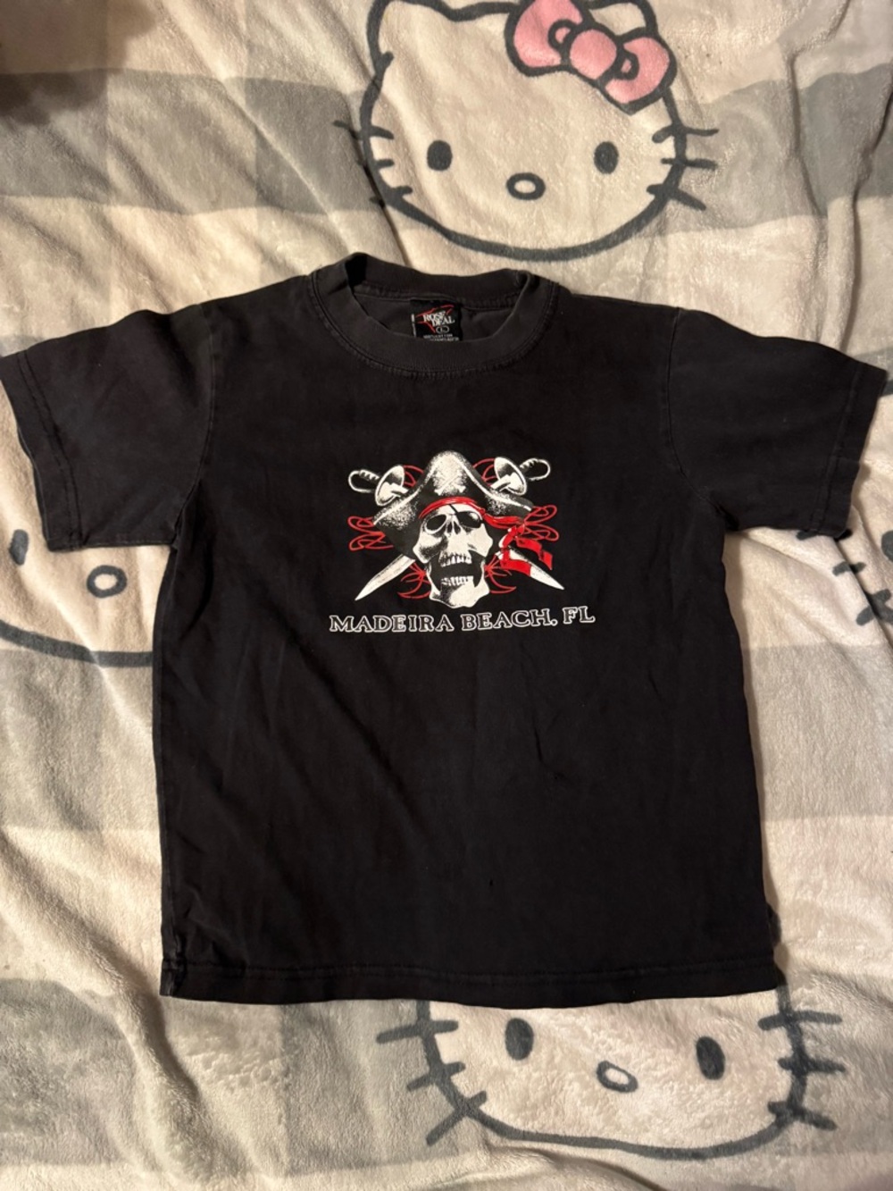 Skull Madeira Beach Black Graphic T-Shirt